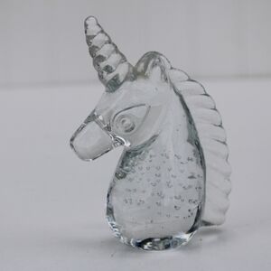 Vintage Glass Unicorn Paperweight Hand Blown Figurine 4.25”H